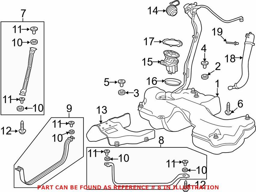 Audi Fuel Tank Strap - Driver Side 8W0201653G